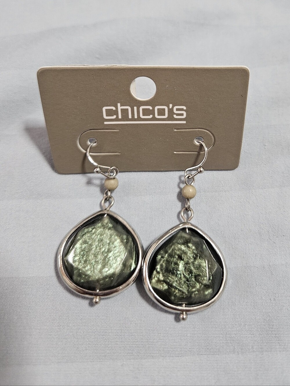 NWT Chico's Elegant Drop Jungle Mist Earrings